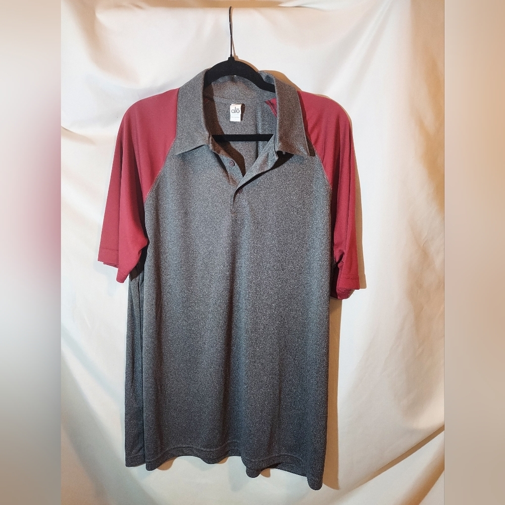 Alo Yoga Unisex Performance Three-Button Raglan Polo L
